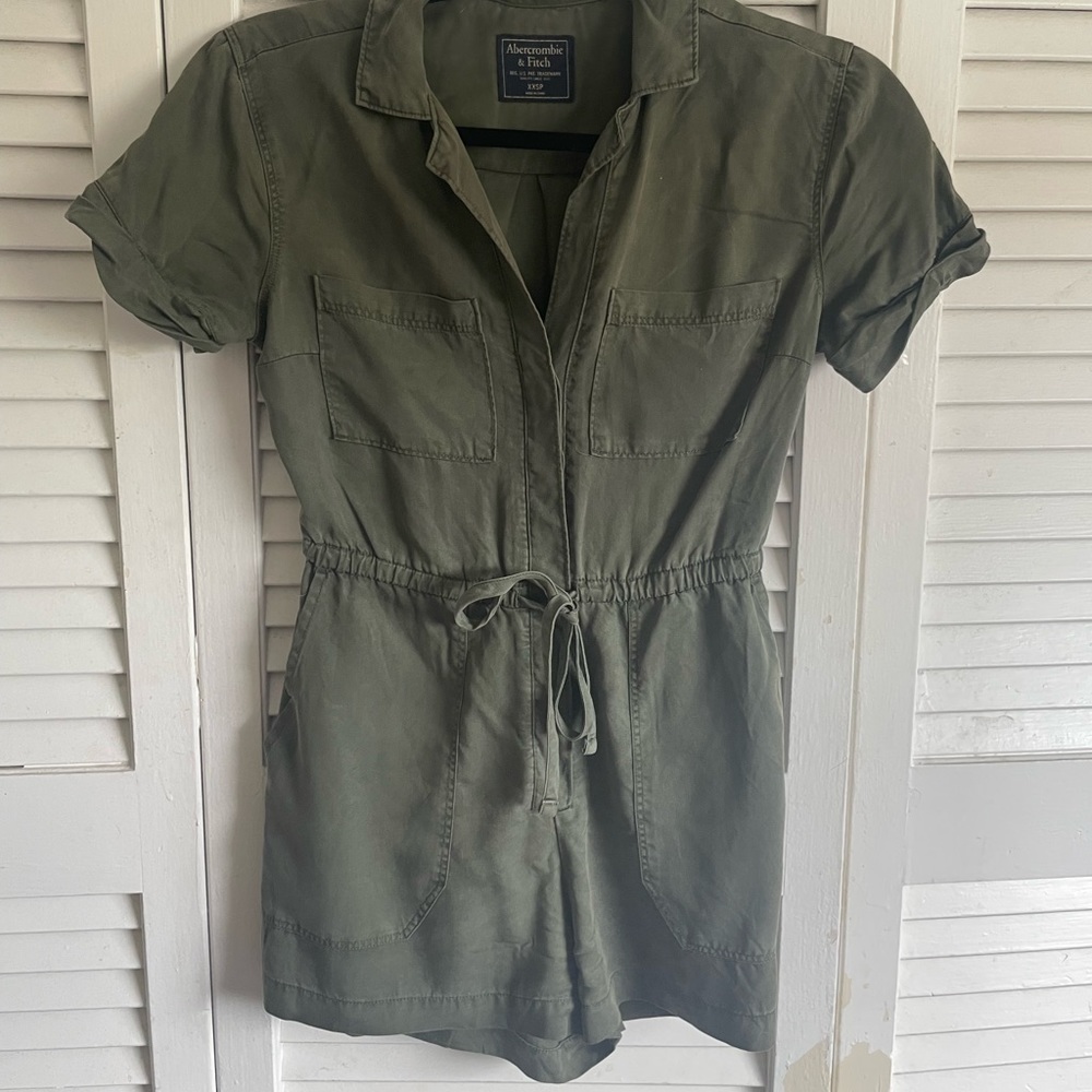 A&F Green Short-Sleeve Romper